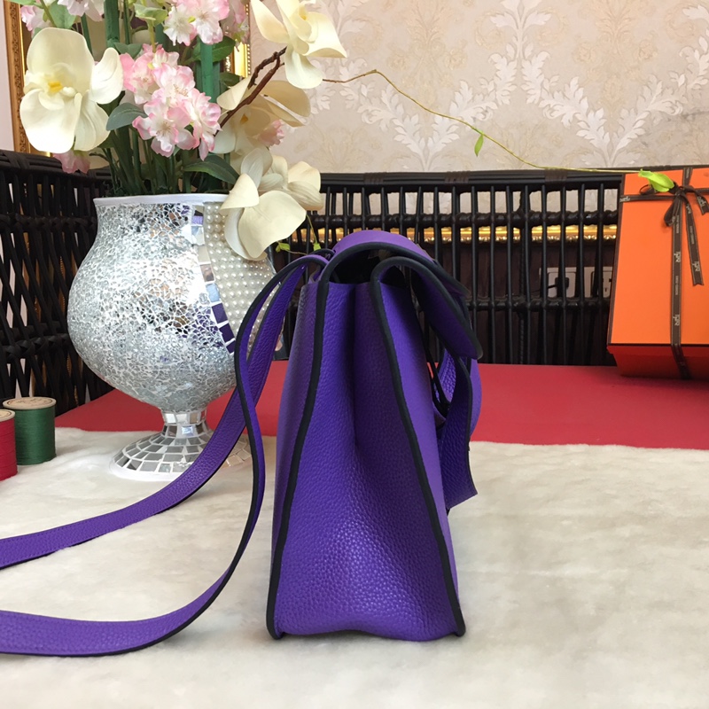 Hermes Halzan 31 Handbag Shoulder Bag In Violet Clemence Leather